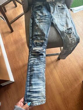 Kids Distressed Blue Slim Fit Jeans
